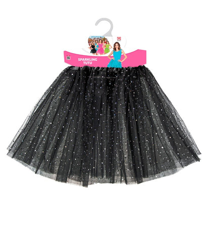 "SCHWARZER GLITZERNDER TUTU" 40 cm