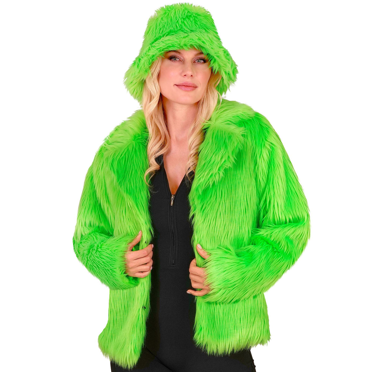 "NEON GRÜNE DAMEN PLÜSCHJACKE"
