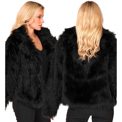 "SCHWARZE DAMEN PLÜSCHJACKE"
