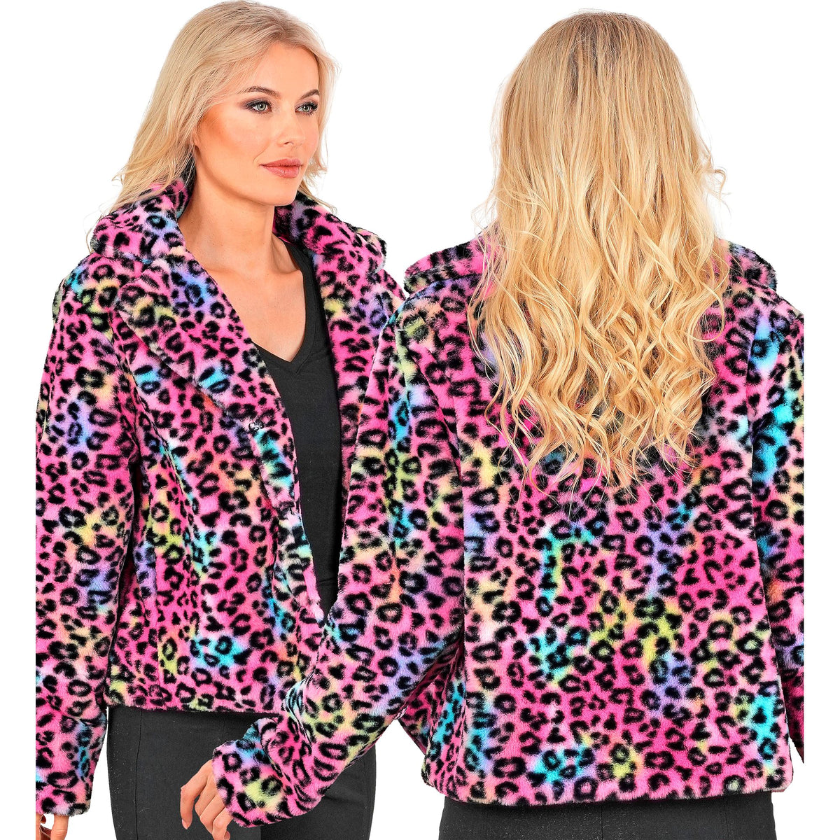 "BUNTE ANIMALIER LEOPARDENMUSTER DAMEN PLÜSCHJACKE"