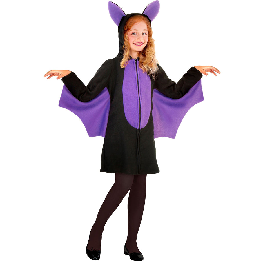 Widmann Kinderkostüm Fledermaus mit Kapuze in Schwarz und Violett/Lila – Detailansicht