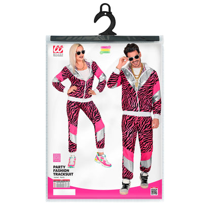 "80er JAHRE PINKER TIGERPRINT TRAININGSANZUG" (Oberteil, Hose)
