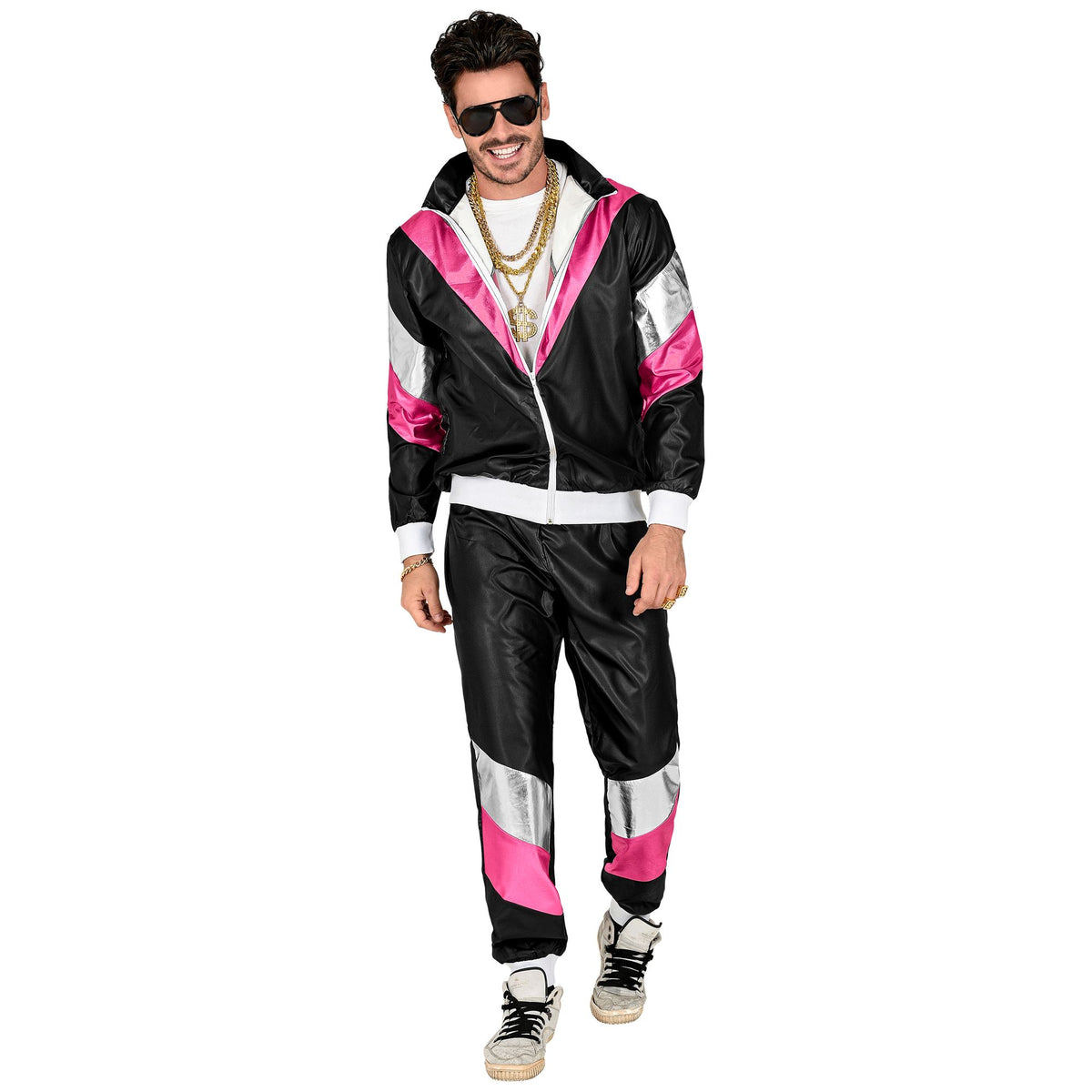 "80er JAHRE LEDERLOOK TRAININGSANZUG" (Oberteil, Hose)