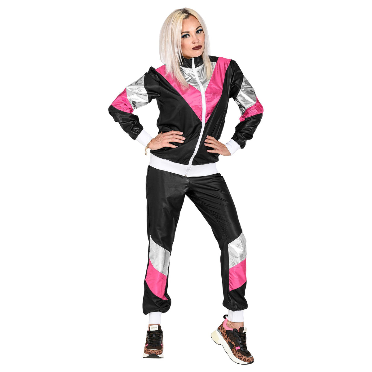 "80er JAHRE LEDERLOOK TRAININGSANZUG" (Oberteil, Hose)