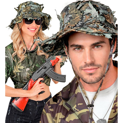 "TAKTISCHER BOONIE HUT MIT CAMOUFLAGE BLÄTTERN"