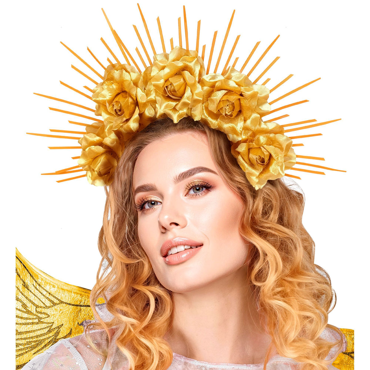 Diadem Halo mit goldenen Rosen von Widmann – Verpackung