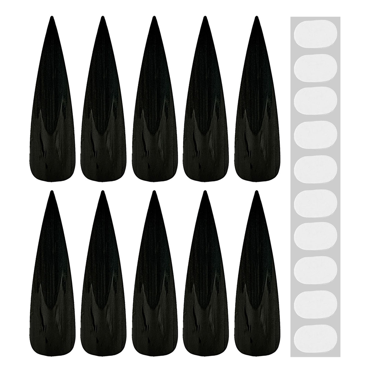 set von "10 FINGERNÄGEL GRUSELIG SCHWARZ" mit 10 Klebelaschen