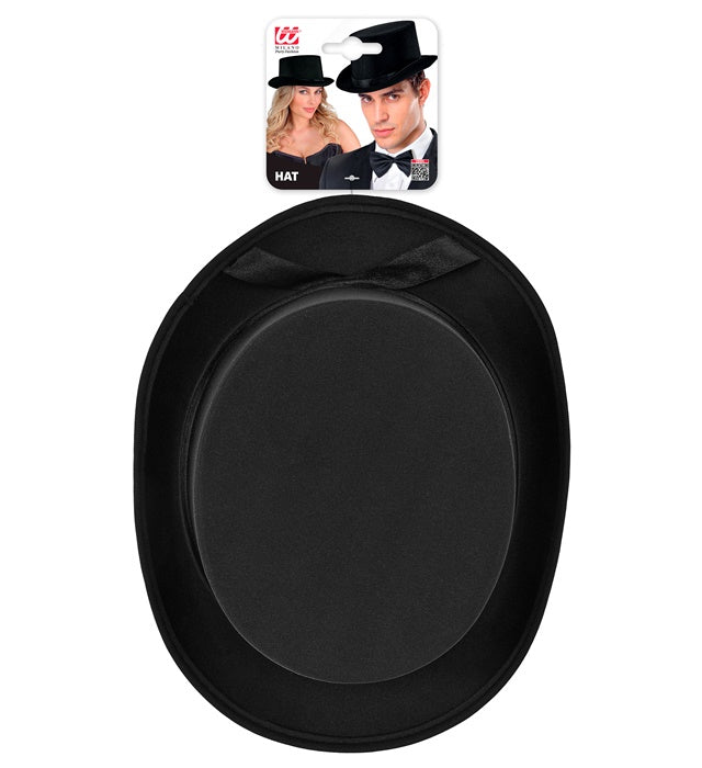 "ZYLINDER SCHWARZ AUS SATIN" 13 cm - Größe 60 cm