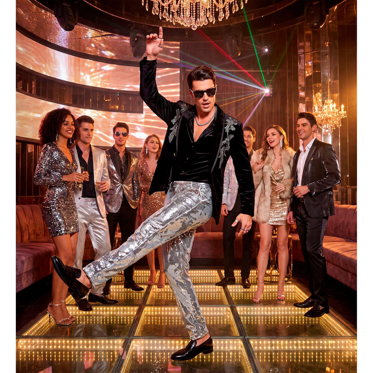 "PARTY FASHION HOSE" (Paillettenhose silber)