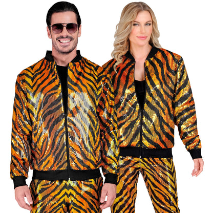 "PARTY FASHION BOMBERJACKE" (Pailletten Bomberjacke in Tigermuster)