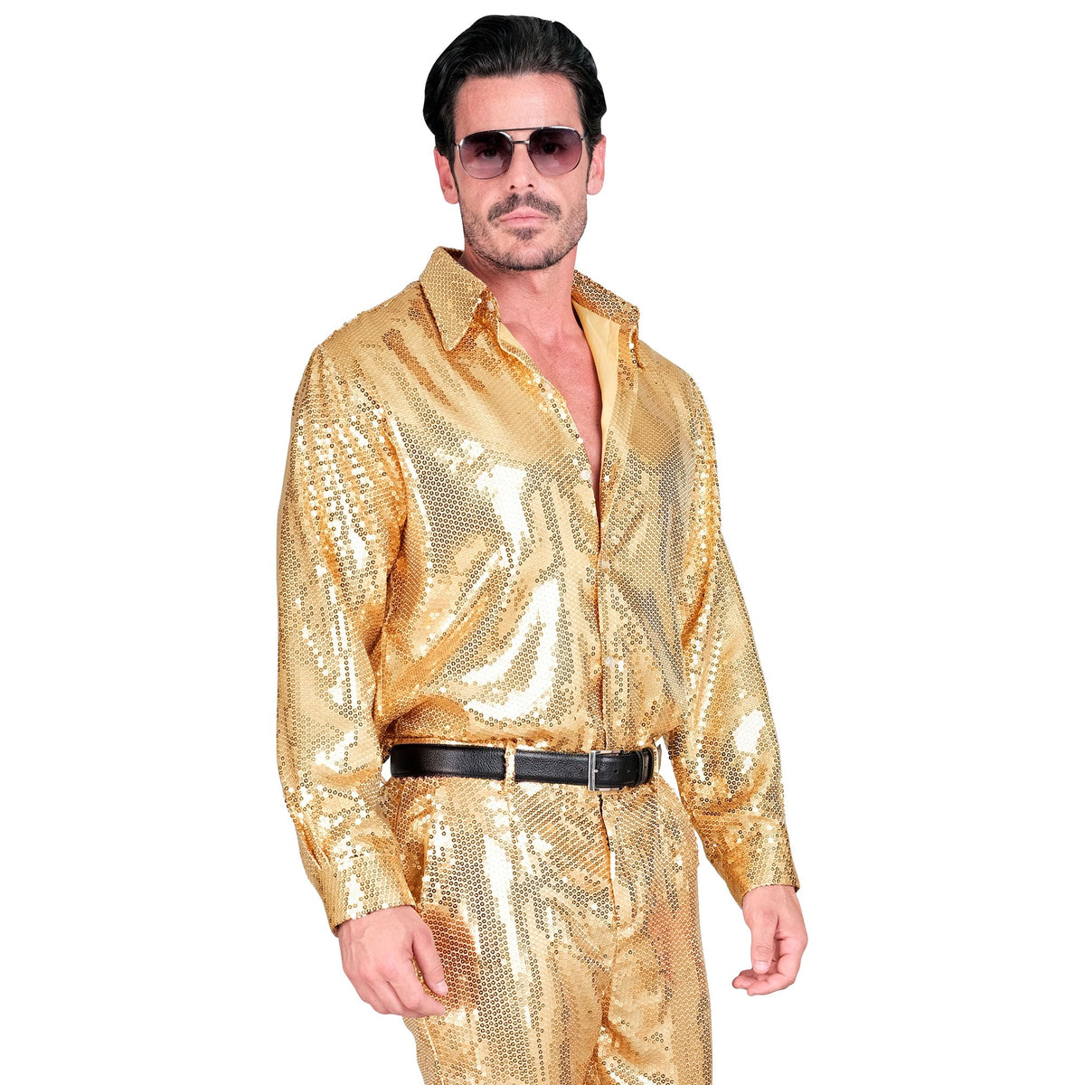 "PARTY FASHION HEMD" (Paillettenhemd gold)