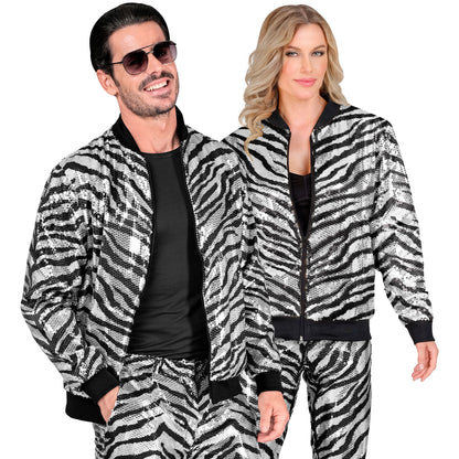 "PARTY FASHION BOMBERJACKE" (Pailletten Bomberjacke in Zebramuster)