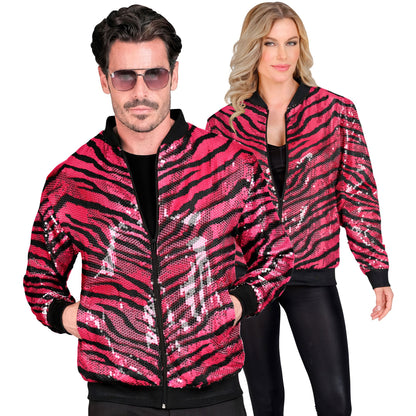 "PARTY FASHION BOMBERJACKE" (Pailletten Bomberjacke in Zebramuster pink)