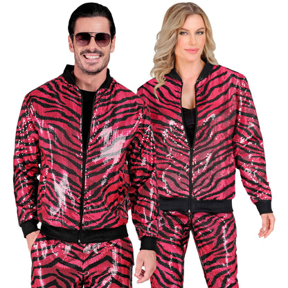 "PARTY FASHION BOMBERJACKE" (Pailletten Bomberjacke in Zebramuster pink)