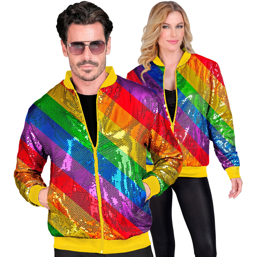 Widmann Party Fashion Pailletten-Bomberjacke in Regenbogenfarben – Produktansicht