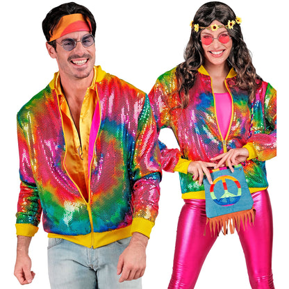 "PARTY FASHION BOMBERJACKE" (Pailletten Bomberjacke in Tie-Dye Muster)