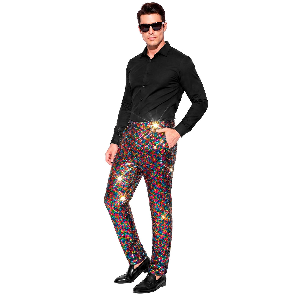 Widmann "PARTY FASHION HOSE" (Paillettenhose bunt) – Detailansicht