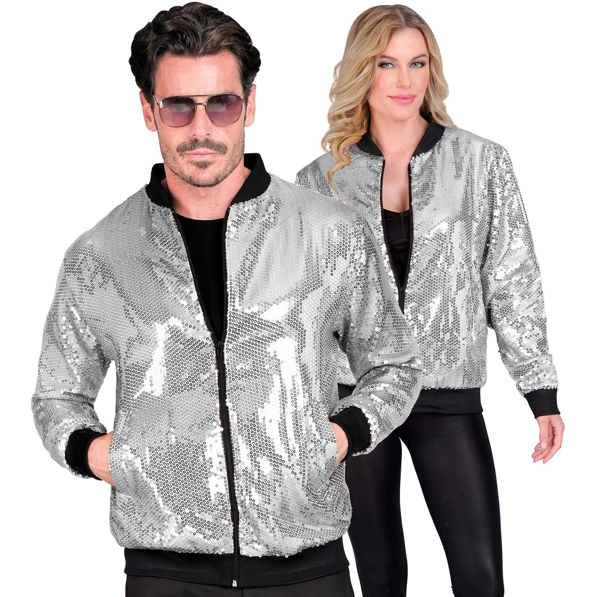 "PARTY FASHION BOMBERJACKE" (Pailletten Bomberjacke silber)