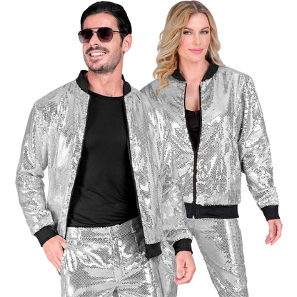 "PARTY FASHION BOMBERJACKE" (Pailletten Bomberjacke silber)
