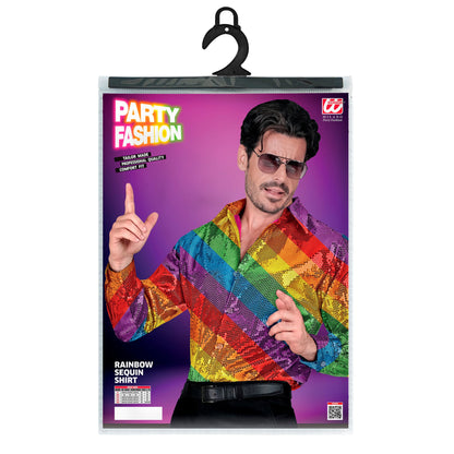 Widmann Party Fashion Paillettenhemd mit Regenbogenmuster – Seitenansicht