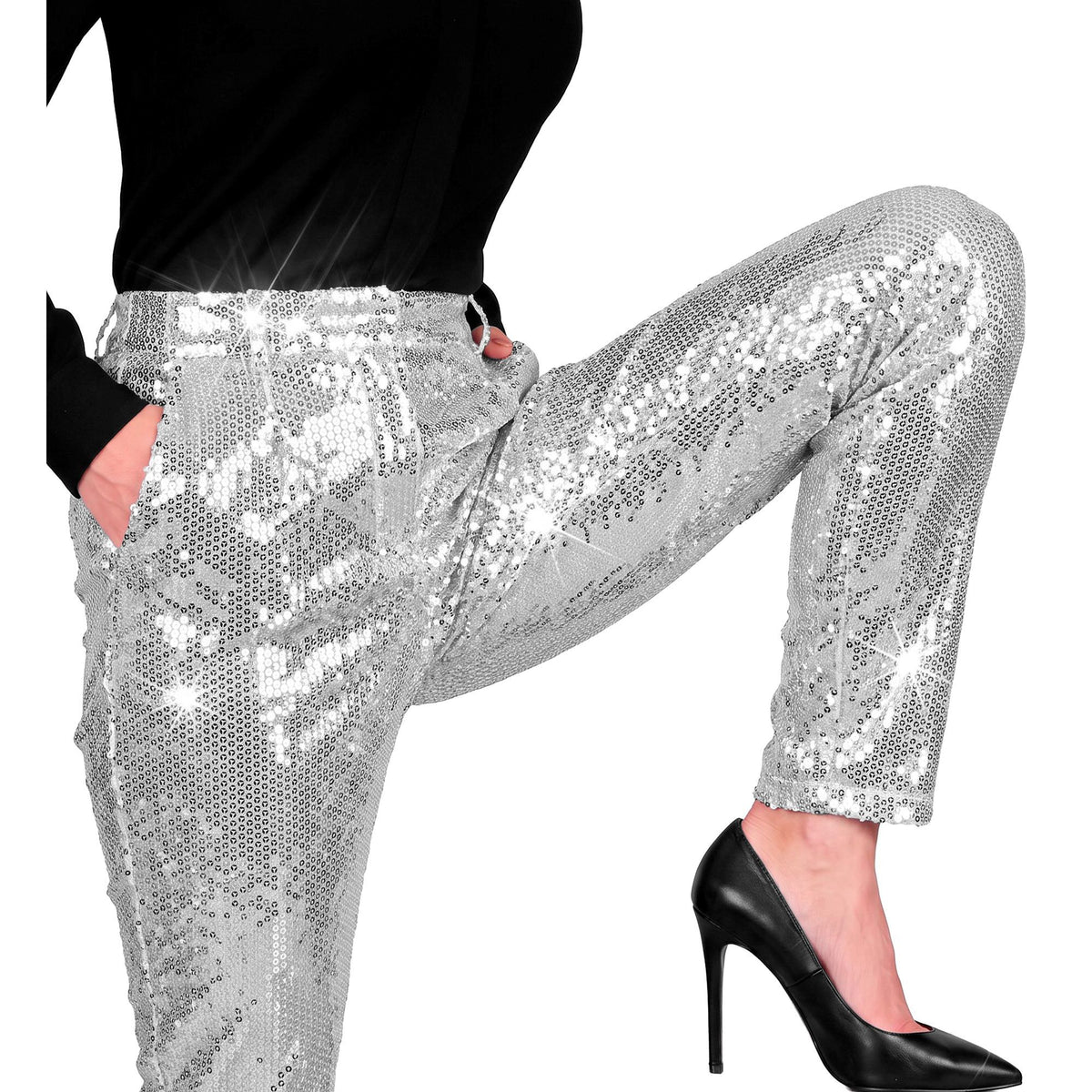Silberne Paillettenhose – Glänzendes Highlight für Fasnacht & Mottoparty