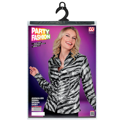 "PARTY FASHION BLUSE" (Paillettenbluse in Zebramuster)