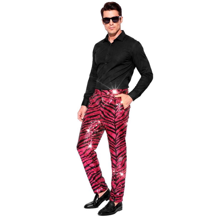 Widmann Paillettenhose im pinken Zebramuster für Party Fashion – Detailansicht