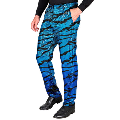 "PARTY FASHION HOSE" (Paillettenhose in blue waves Muster)