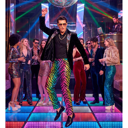 "PARTY FASHION HOSE" (Paillettenhose in Tigermuster Regenbogen)