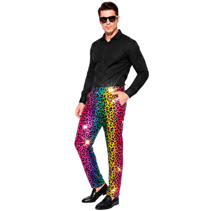 "PARTY FASHION HOSE" (Paillettenhose in Leopardenmuster Regenbogen)