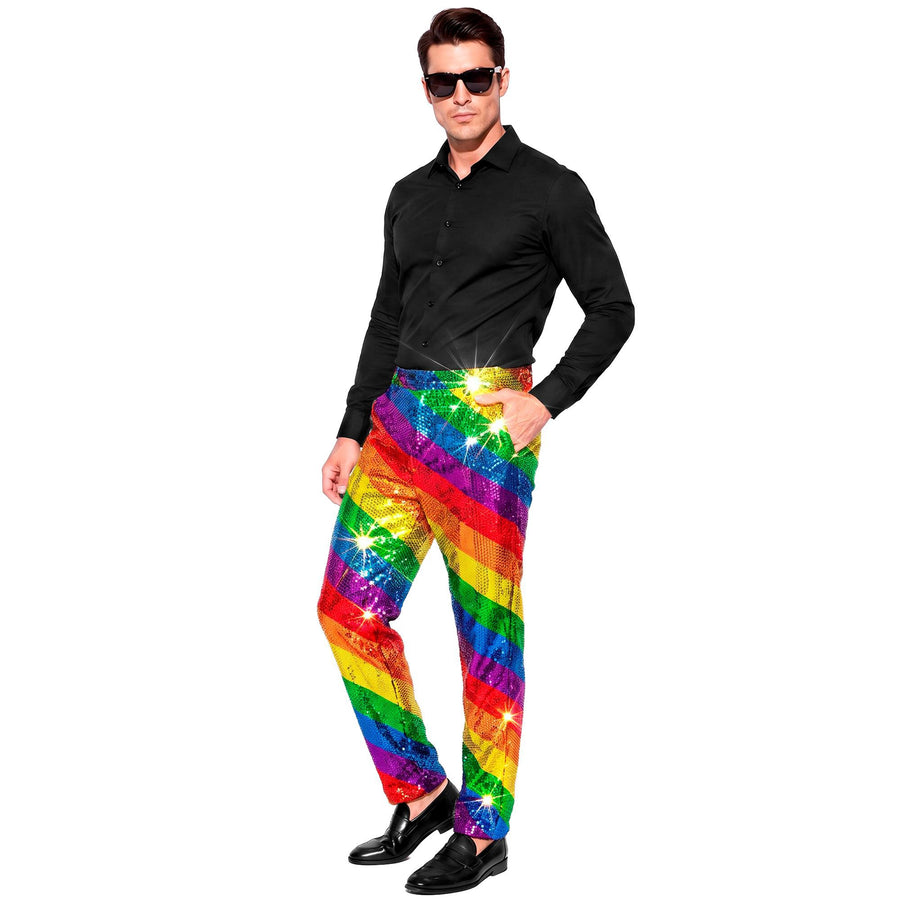 Regenbogen-Paillettenhose von Widmann – Detailansicht