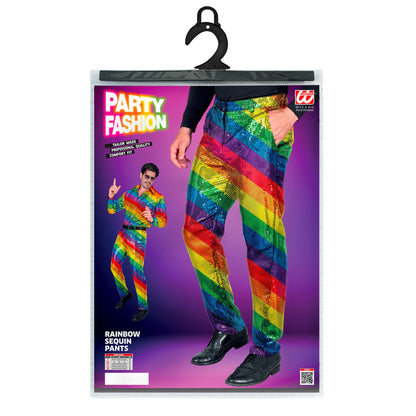 "PARTY FASHION HOSE" (Paillettenhose in Regenbogen Muster)