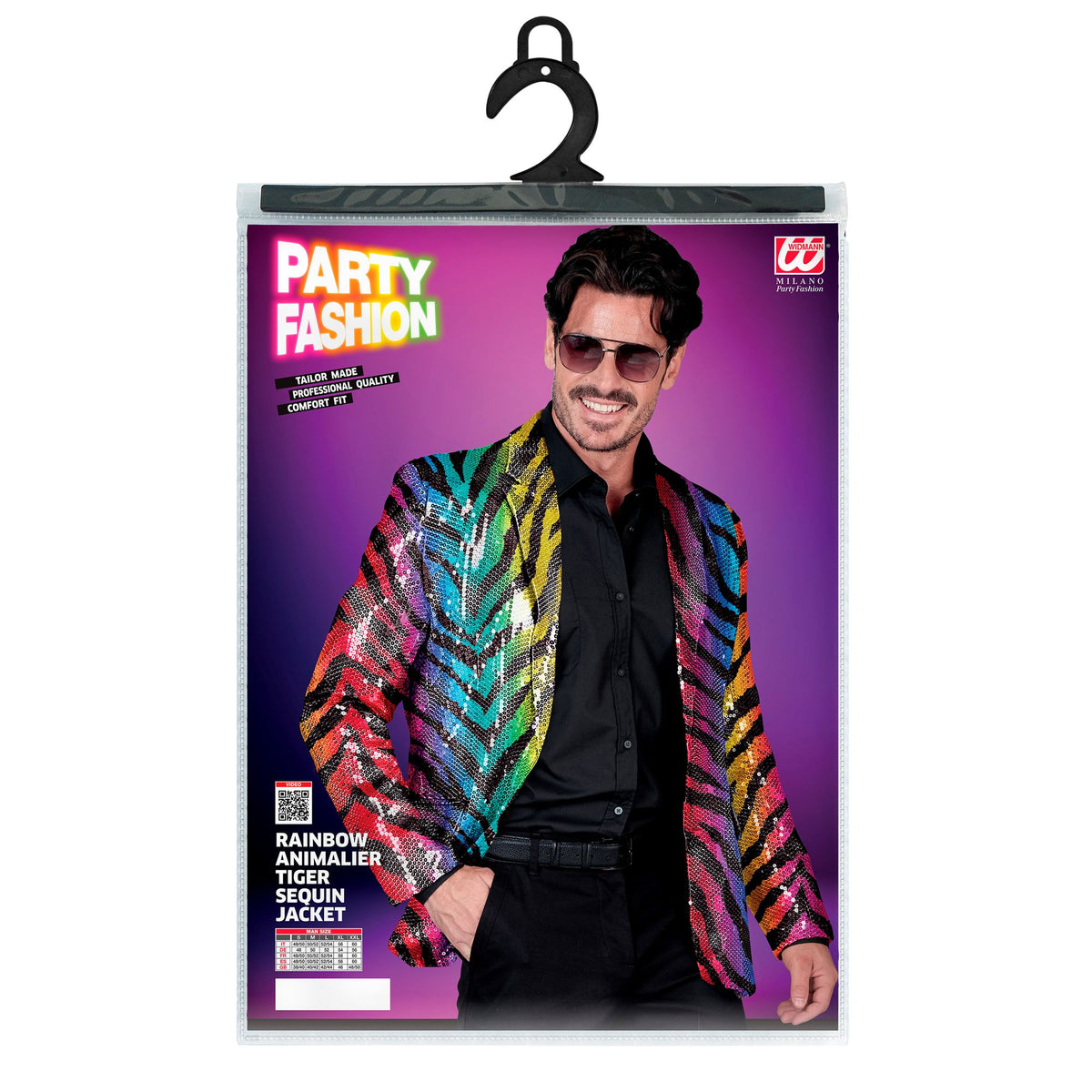 "PARTY FASHION JACKETT" (Pailletten Jackett in Tigermuster Regenbogen)