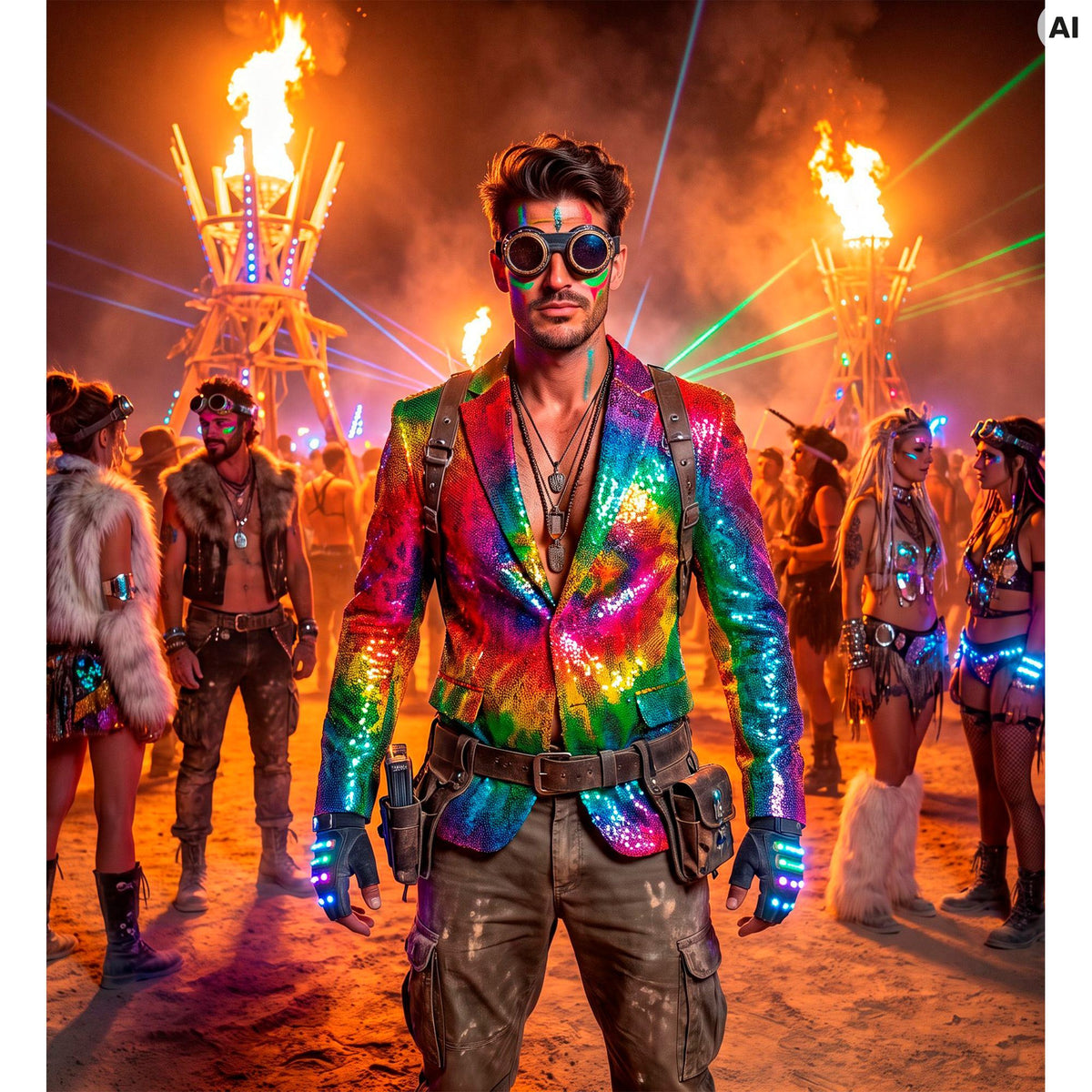 "PARTY FASHION JACKETT" (Pailletten Jackett in Tie-Dye Muster)