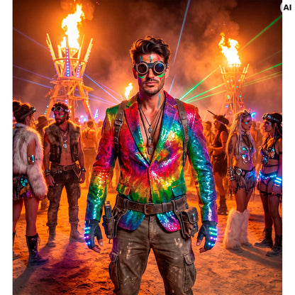 "PARTY FASHION JACKETT" (Pailletten Jackett in Tie-Dye Muster)