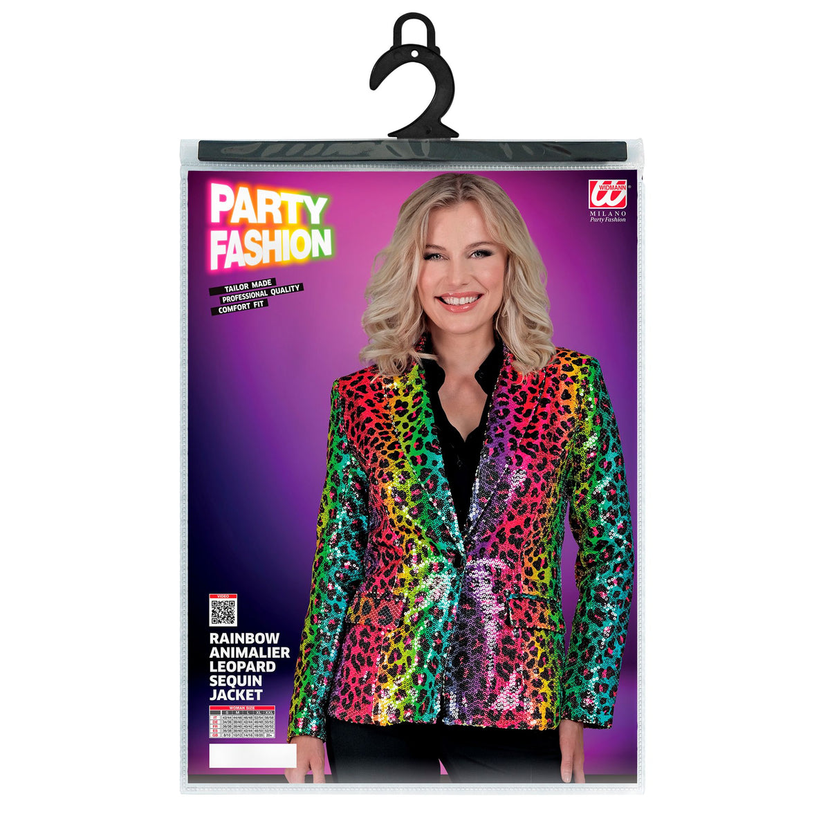 "PARTY FASHION BLAZER" (Pailletten Blazer in Leopardenmuster Regenbogen)