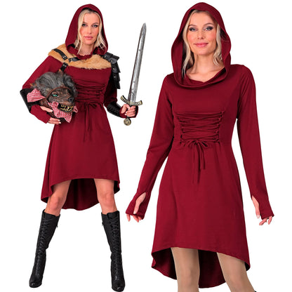 "MITTELALTER / GOTHIKKLEID ZUM SCHNÜREN" (Kleid mit Kapuze)