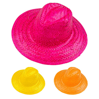 "COWBOY STROHHUT" in rosa, gelb, orange sort.
