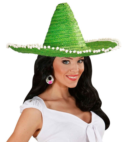 "GRÜNER SOMBRERO MIT POM POMS" 48 cm