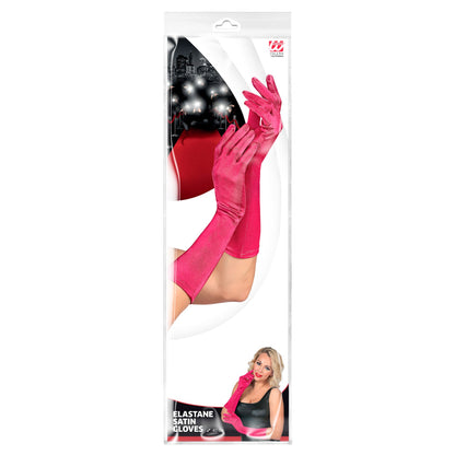 "FUCHSIA SATIN HANDSCHUHE IN ELASTHAN" 40 cm
