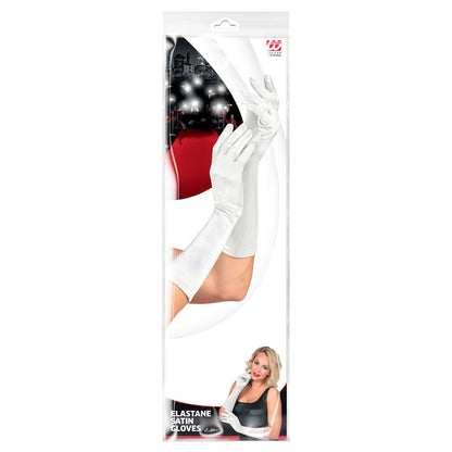 Widmann Elegante weisse Satin-Handschuhe aus Elastan – 40 cm für festliche Anlässe
