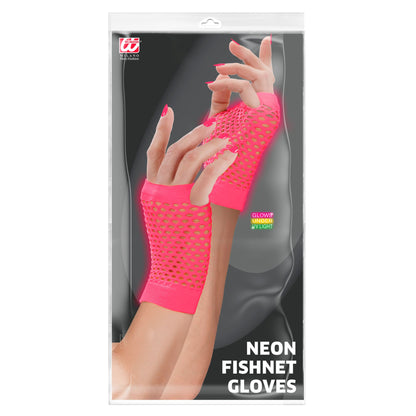 "NEON PINKE FINGERLOSE NETZHANDSCHUHE"