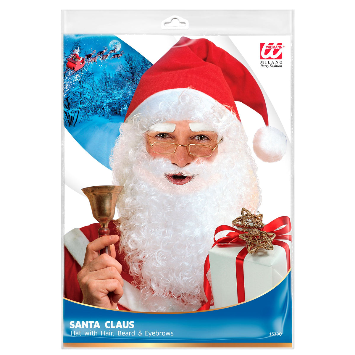 Widmann weisse Weihnachtsmannmütze mit Haaren Bart und Augenbrauen – Seitenansicht