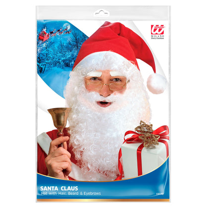 Widmann weisse Weihnachtsmannmütze mit Haaren Bart und Augenbrauen – Seitenansicht