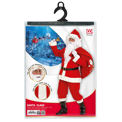 "LUXUS WEIHNACHTSMANN" (Kasack, Hose, Gürtel, Hut, Stiefelüberzieher,Perücke, Bart mit Schnurrbart, Augenbrauen)