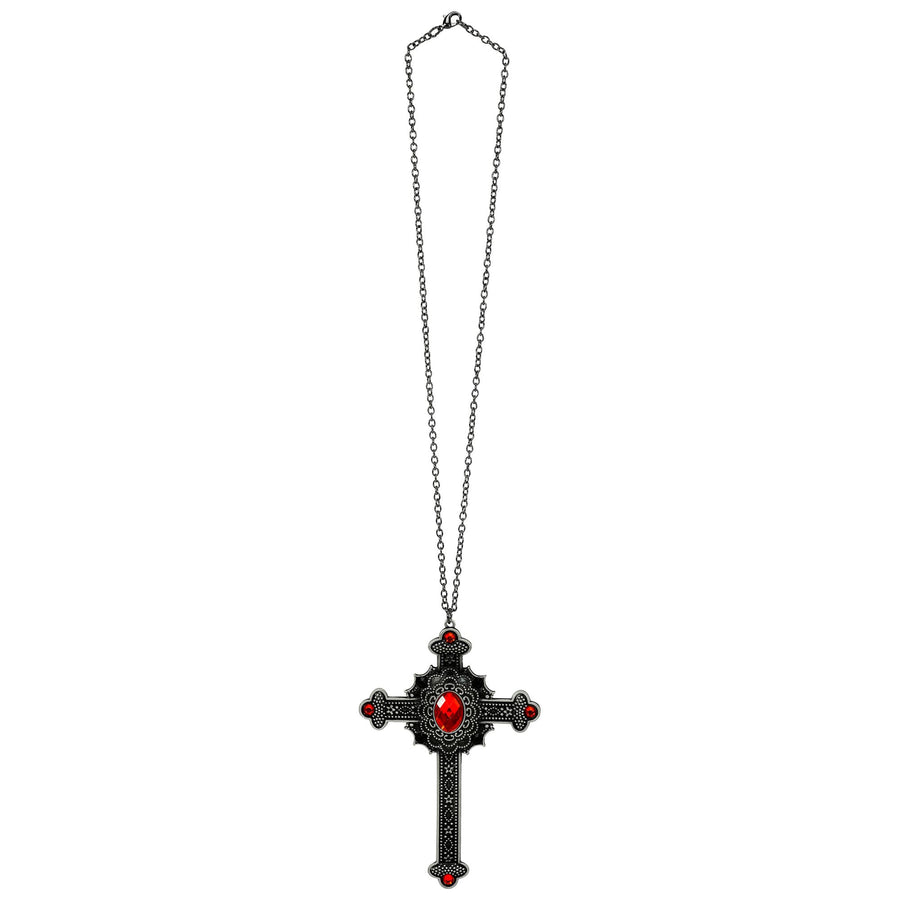 Gothic-Kreuzkette mit roten Schmucksteinen von Widmann – Detailansicht
