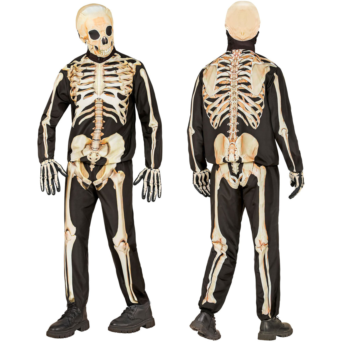 "SKELETT FAST COSTUME" (Oberteil, Hose, Handschuhe, Maske)