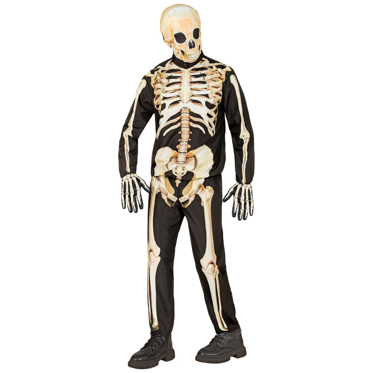 "SKELETT FAST COSTUME" (Oberteil, Hose, Handschuhe, Maske)