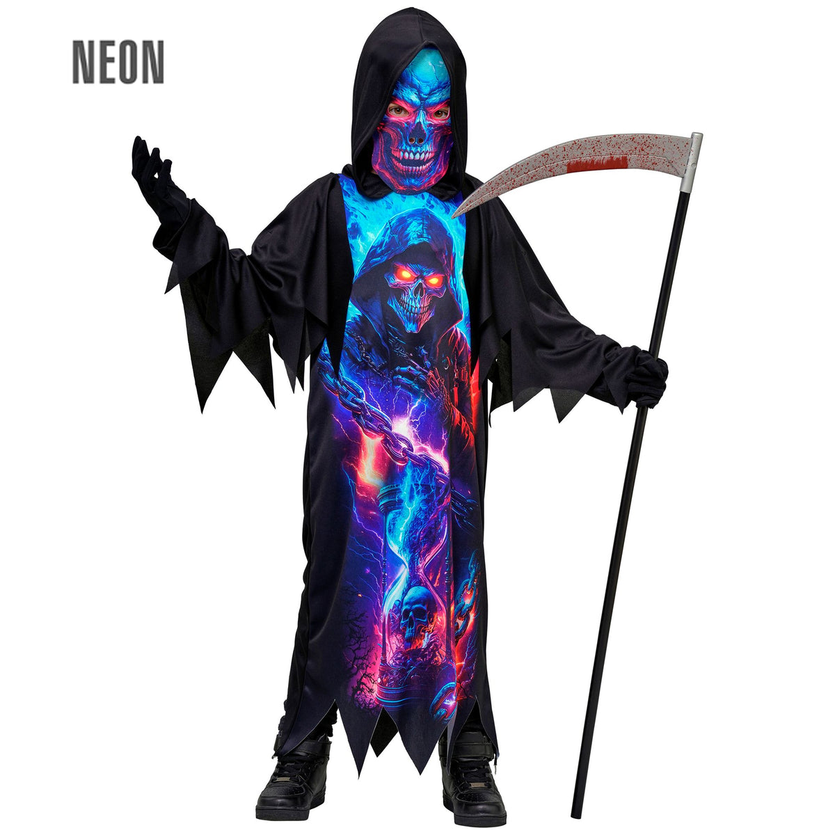 "NEON SENSEMANN" (Robe mit Kapuze, Maske)