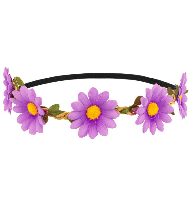 "STIRNBAND / HAARBAND MIT VIOLETTEN BLUMEN"